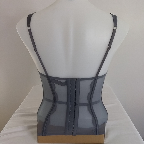 Victoria's Secret Lacy Gray Push Up Rhinestone Corset Bustier 34C Removable Pads - Picture 5 of 10